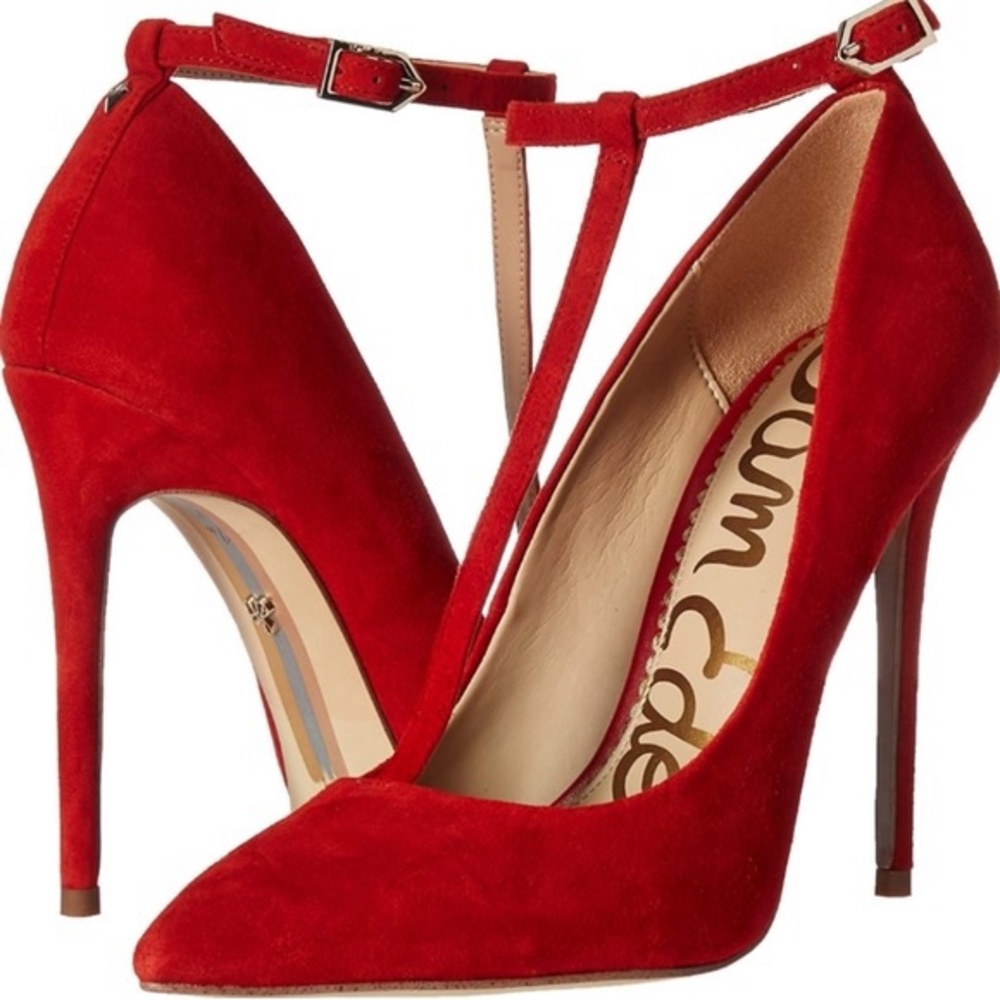 SOLD - Sam Edelman Red Dorinda Suede Stiletto Pump Heels